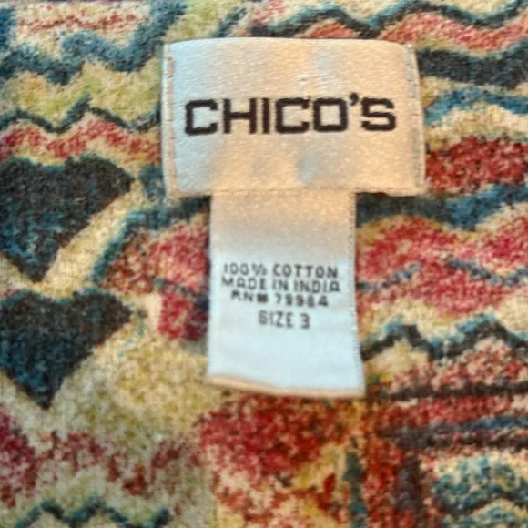 Chico's Multicolor Geometric Short Sleeve Tee - Picture 3 of 5